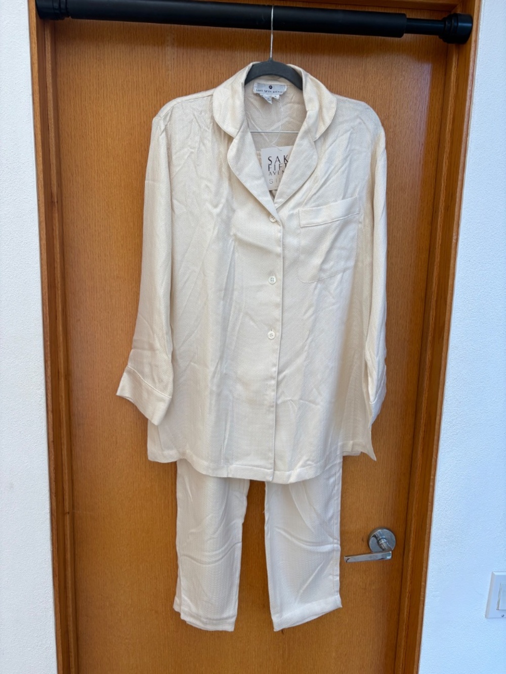 Vintage 90s Ivory 100% Silk Pajama Set Saks Fifth Avenue NIB Size Small
